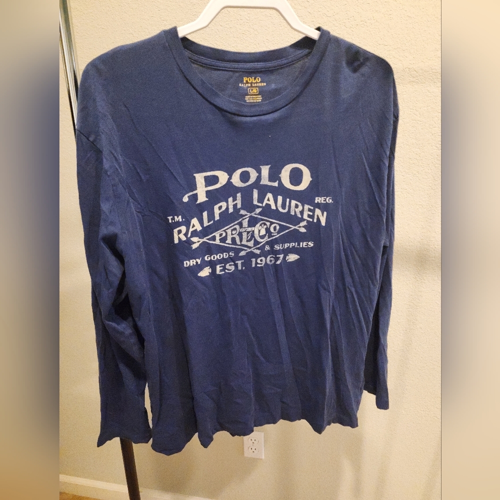 Navy blue long sleeve Polo by Ralph Lauren men's shirt. Size Large.